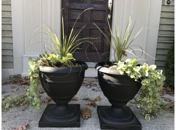 Pair Of Well Made Plastic Trophy Style Planters