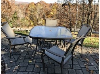 Aluminum Patio Table And Four Matching Patio Chairs