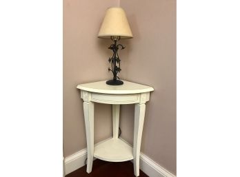 Petite Corner Table With Lamp