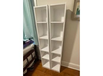 Pair Of White Hardwood Bookshelves