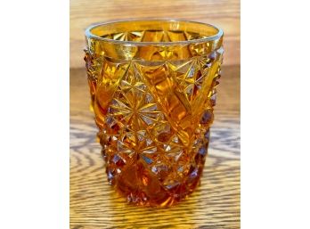 Beautiful Daisy And Button Amber Colored Candle Holder