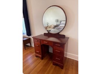 Amazing Antique Dressing Table With Round Mirror