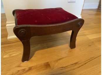 Dark Red Velvet Antique Foot Rest Stool