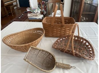 Longaberger Handwoven Basket And Other Decorative Wicker Woven Baskets