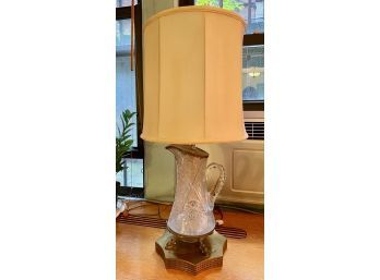 Cut Glass Pitcher Lamp On Gold Tone Base