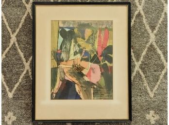 Mid-Century Abstract Oil Pastel, Signed