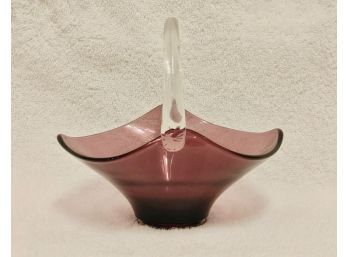 Amethyst Glass Bowl With Clear Handle