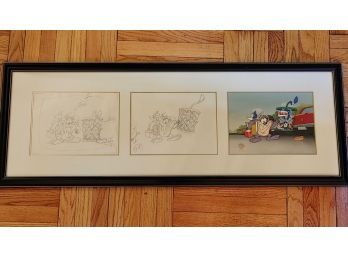 Warner Bros Framed Production Sketches & Cel - Tasmanian Devil