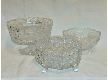 Cut And Pressed Glass Bowls (3)