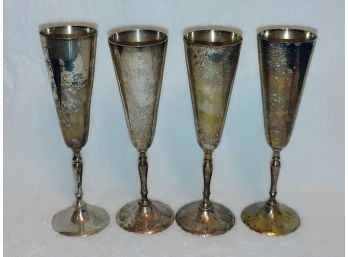 Silver Plated Champagne Flutes (4)