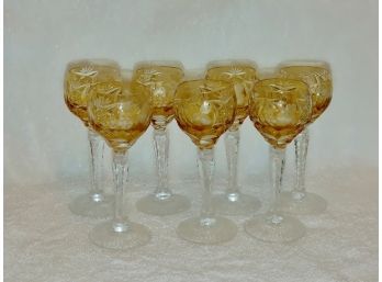 Amber Cut Cordial Glasses (7)