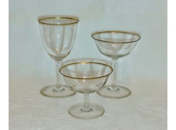 Vintage Gold Rimmed Wine & Champagne Glasses (27)