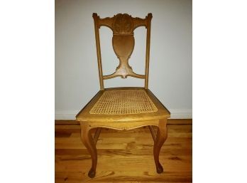 Victorian Oak Press Back Cane Seat Chairs (4)