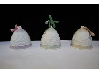 3 Lladro Matte Finish Bells 1987, 1988, 1989