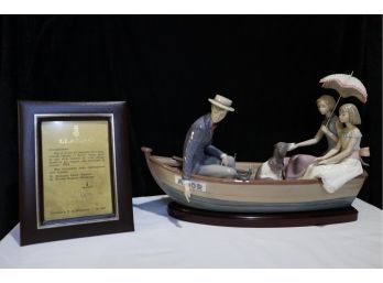 Lladro Love Boat #5343 Glazed Finish With Framed Signed Certificate Issued 1985 Retired 1996 Limited Edition