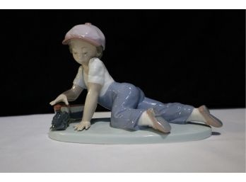 Lladro All Aboard #7619 Glazed Finish Issued 1992 Retired 1995 Society Piece