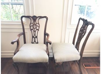 Six Upholstered Wooden Dining Chairs