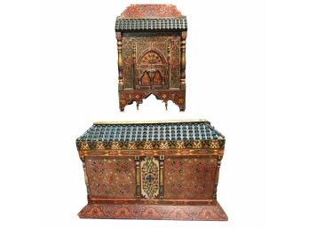 Antique Oriental Chest And Mirror