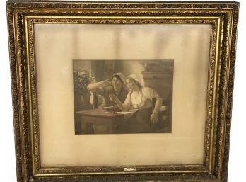 Antique Framed Print Of Two Women