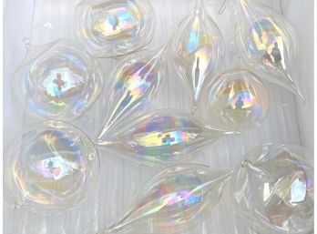 Collection Of Ten Iridescent Christmas Ornaments
