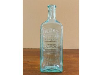 Antique Hoods Compound Extract Sarsa Parilla Bottle - Lowell, MA