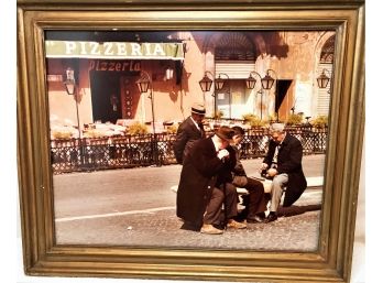 Framed Picture Of Men In Front Of A Pizzeria In Roma 1980 By Bob Greniers