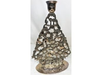 WM. Rogers & Son Silver-plated/Antique Finish Christmas Tree Candle Holder