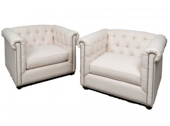 Pair Of Deep Cream Lillian August Club Chairs