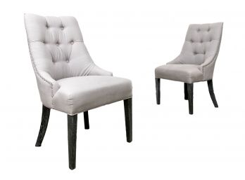 Pair Of Contemporary Linen Side Chairs