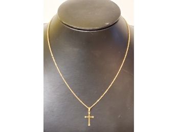 14K Yellow Gold Crucifix Pendant On 10K Yellow Gold 20' Rope Chain