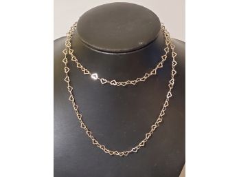 Lovely Sterling Silver Heart Shaped Link 36' Long Ladies Necklace