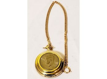 Colibri Kennedy Half Dollar Gold Tone Coin Pocket Watch