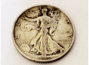 1945 US Walking Liberty Silver Eagle Half Dollar Coin