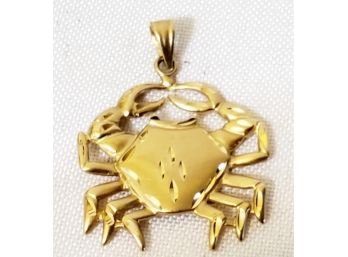 Fabulous 14K Yellow Gold Satin Finish Crab Pendant!!  Great Stocking Stuffer ! Weighs 2.7 DWT