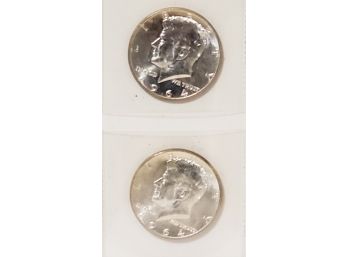 Two 1964 US Kennedy Half Dollar Silver Coins