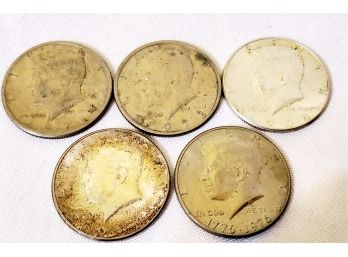 Five Vintage US Kennedy Half Dollar Coins - Assorted Years