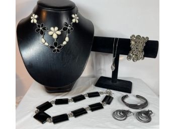 Heavy Black Onyx Statement Piece, Lia Sophia & Other Costume Jewelry