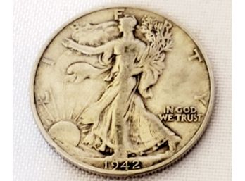 1942 Walking Liberty Silver Eagle Half Dollar Coin