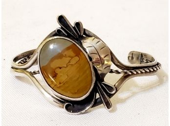 Lovely Vintage Sterling Silver & Picture Jasper Ladies Bracelet