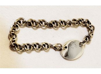 Sterling Silver 925 Chain Link ID Tag Bracelet