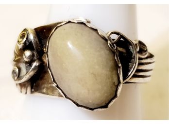 Vintage Sterling Silver & Feldspar Stone Ladies Ring - Signed