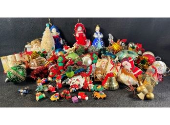 Vintage Ornaments Including Glass, Porcelain & Wood