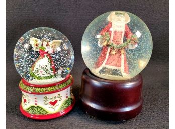 Two Vintage Holiday Musical Snow Globes