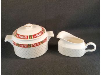 Vintage Charlton Hall By Kobe Japan Classic Traditions Holiday Covered Casserole & Gravy Boat