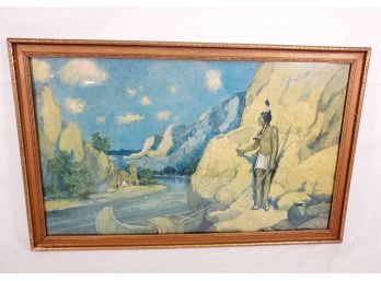 1928 Borin Manufacturing Co Chicago Framed Indian Rendezvous Print