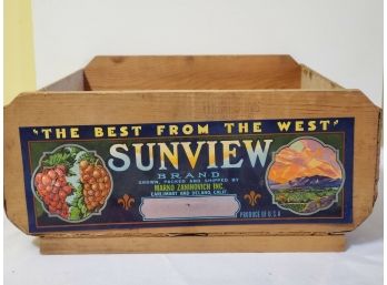 Vintage Wood Sunview Grapes Fruit Shipping Storage Crate