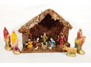 Vintage Nativity Creche And Figurines