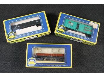 Vintage Lot Of Three HO Cars From AHM Toy Trains - Great Northern, V. & TRR Gondola & New York Central Gondola