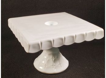 Vintage Indiana Glass Constellation Pattern White Milk Glass Pedestal Square Cake Plate