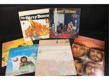 Group Of Eight Vinyl Rock Record Albums With Creedence, Bee Gees, Cat Stevens, Association, Monkees And More